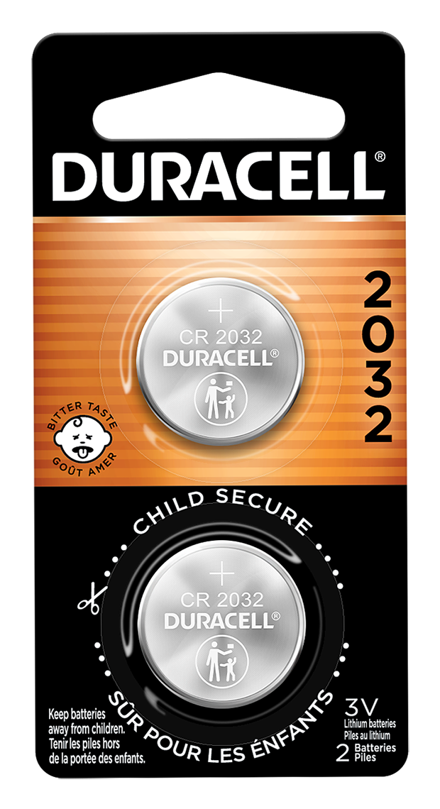 Duracell 2032 Lithium Coin Battery with Bitter Coating 2Pack Bass